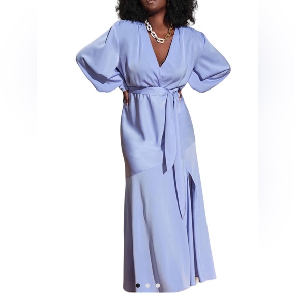 Eloquii Black satin wrap maxi dress plus size - Picture 3 of 5